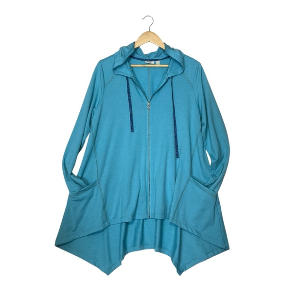 Logo Lounge Jackets & Blazers - LOGO LOUNGE sz Medium Loose Fit Hoodie Jacket Full Zip Pockets Aqua Blue